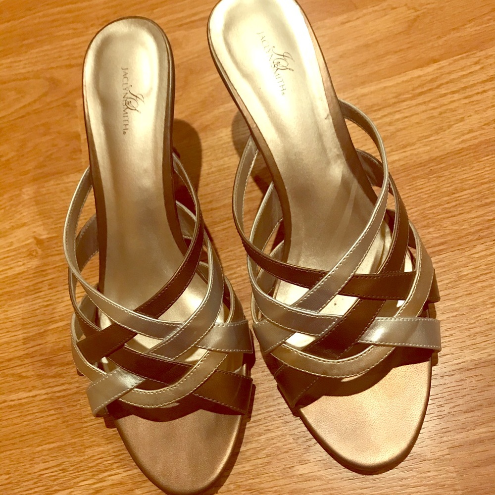 Bronce gold and silver sandals.